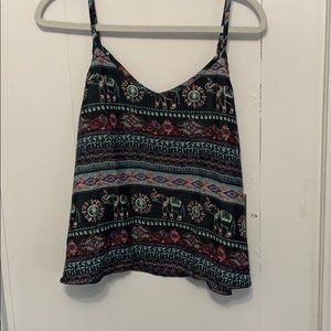 Hollister navy patterned tank top w/elephants